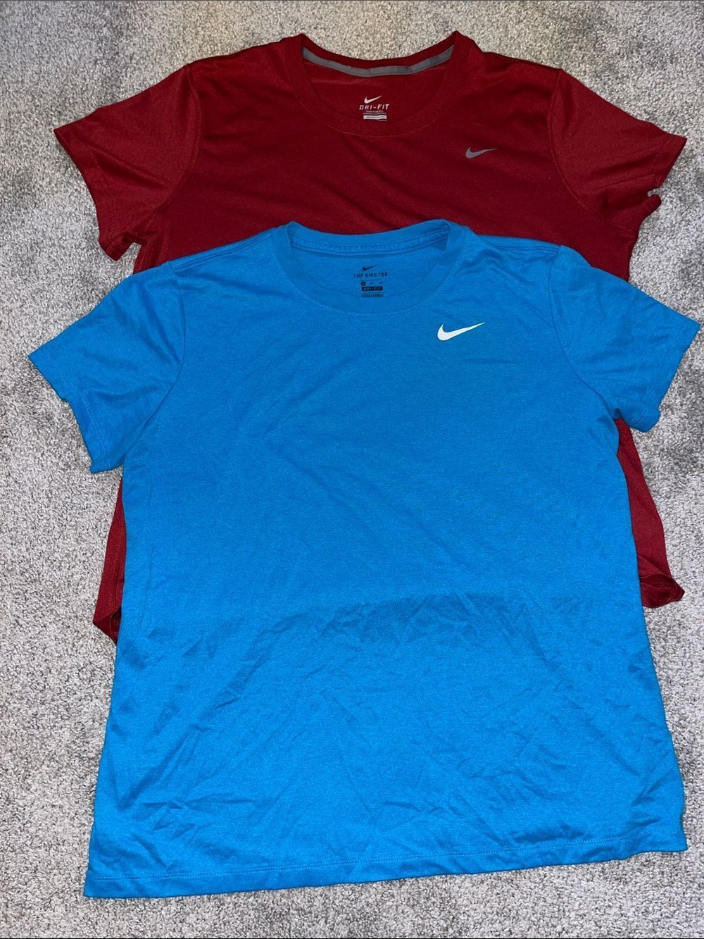 2-Burgundy Red & Teal Nike Crewneck women’s short sleeve dri fit t shirt XL yoga